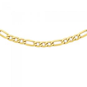 9ct+Gold+on+Silver+50cm+Figaro+3%2B1+Chain