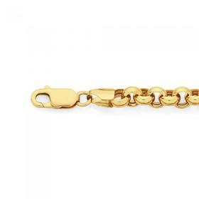 9ct+Gold+on+Silver+19cm+Belcher+Bracelet