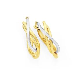 9ct-Gold-on-Silver-Two-Tone-12mm-Oval-Hoop-Earrings on sale