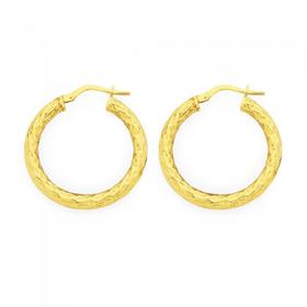 9ct-Gold-on-Silver-20mm-Diamond-Cut-Hoop-Earrings on sale