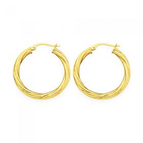 9ct+Gold+on+Silver+20mm+Twist+Hoop+Earrings