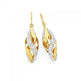 9ct-Gold-on-Silver-Crystal-Twist-Drop-Earrings on sale