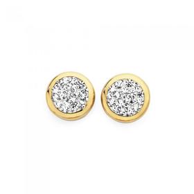 9ct+Gold+on+Silver+Crystal+Studs