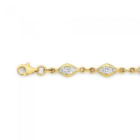 9ct-Gold-on-Silver-Crystal-Marquise-Link-Bracelet on sale