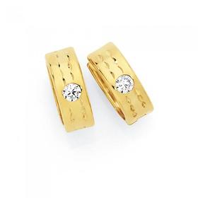 9ct+Gold+on+Silver+CZ+Huggies