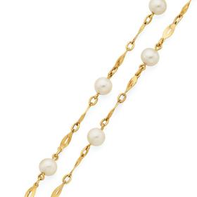 9ct+Gold+on+Silver+Pearl+Bracelet