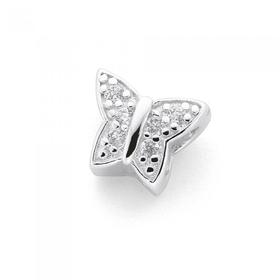 Silver+Pave+CZ+Butterfly+Bead