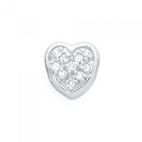 Silver+CZ+Heart+Bead