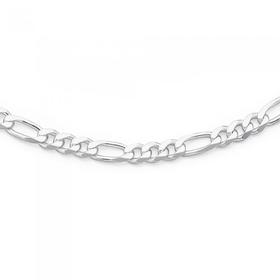 Sterling+Silver+55cm+3%2B1+Figaro+Chain