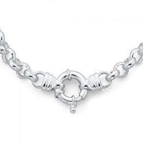 Sterling+Silver+45cm+Solid+Belcher+Bolt+Ring++Necklet