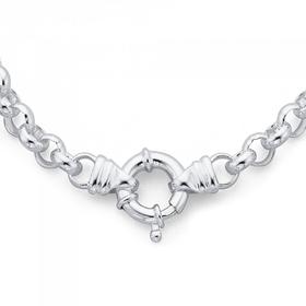 Sterling-Silver-45cm-Solid-Bolt-Ring-Belcher-Necklace on sale