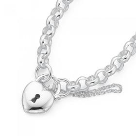 Sterling-Silver-45cm-Belcher-Padlock-Necklet on sale