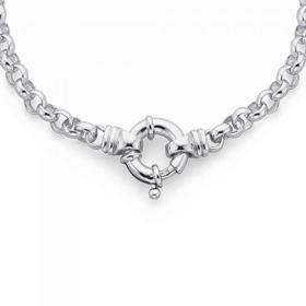 Silver-45cm-Solid-Belcher-Bolt-Ring-Necklace on sale