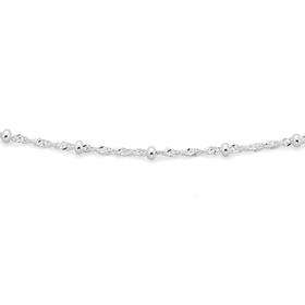 Sterling+Silver+45cm+Twist+Rope+%26+Ball+Chain