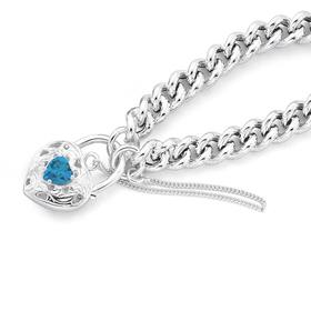 Sterling-Silver-Blue-Crystal-Padlock-Bracelet on sale