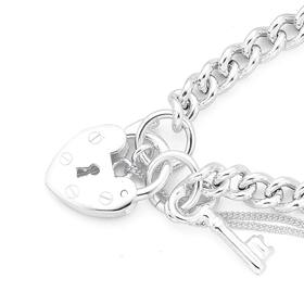 Silver-19cm-Padlock-with-Key-Bracelet on sale