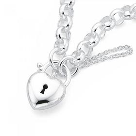 Silver-19cm-Puff-Padlock-Bracelet on sale