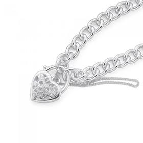 Silver-Curb-Filigree-Padlock-Bracelet on sale