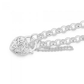 Sterling-Silver-Filigree-Belcher-Padlock-Bracelet on sale