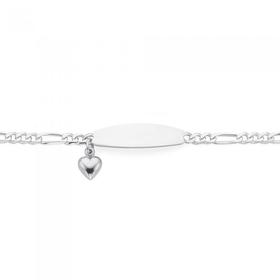 Silver-Figaro-Id-Heart-Charm-Bracelet on sale