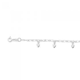 Silver-11-Figaro-Heart-Charm-Bracelet on sale