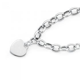 Sterling-Silver-19cm-Bracelet-with-Heart-Disc on sale