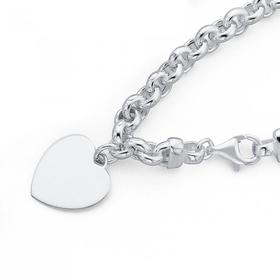 Sterling-Silver-19cm-Belcher-with-Heart-Charm-Bracelet on sale