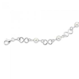 Sterling-Silver-Simulated-Pearl-Infinity-Bracelet on sale