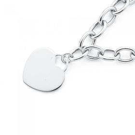 Silver-Heart-Charm-Cable-Bracelet on sale