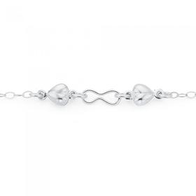 Silver-2-Heart-Figure-8-Link-Bracelet on sale