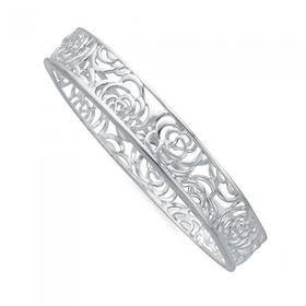 Sterling-Silver-Flower-Bangle on sale