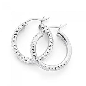 Silver-15mm-Diamond-Cut-Hoop-Earrings on sale