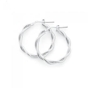 Silver+20mm+Twist+Hoop+Earrings