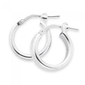 Silver-10mm-Frosted-Edge-Hoop-Earrings on sale