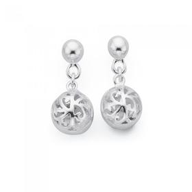 Silver-Filigree-Ball-Drop-Earrings on sale