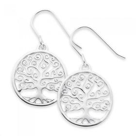 Silver-Tree-of-Life-Hook-Earrings on sale