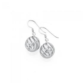 Silver-Wave-Cut-Out-Ball-Hook-Earrings on sale