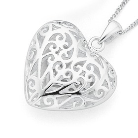 Sterling+Silver+Filigree+Heart+Pendant