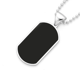 Silver-Black-Inlay-Dog-tag on sale