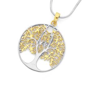 Silver-Gold-Plate-Tree-of-Life-Pendant on sale