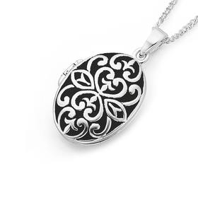 Silver-Oxidised-Scroll-Oval-Locket on sale