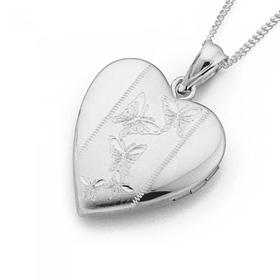 Sterling+Silver+Butterfly+Heart+Locket