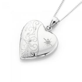 Silver-Diamond-Set-Heart-Locket on sale