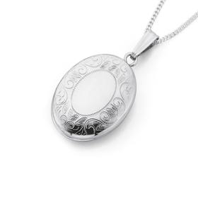 Silver-Oval-Engraved-Locket on sale