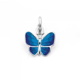 Silver-Blue-Enamel-Butterfly-Charm on sale