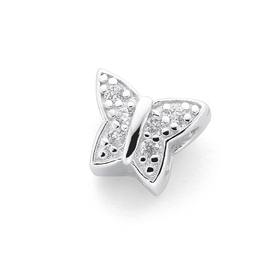 Silver-Pave-Cubic-Zirconia-Buttefly-Bead on sale