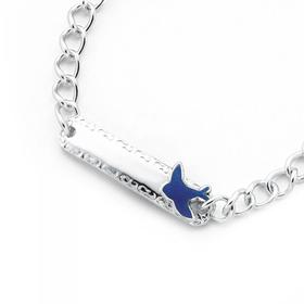 Sterling-Silver-14cm-Curb-Bluebird-ID-Padlock-Bracelet on sale