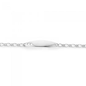 Sterling+Silver+14.5cm+Figaro+1%2B1+ID+Bracelet
