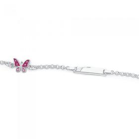 Sterling-Silver-Pink-Enamel-Butterfly-Identity-Bracelet on sale