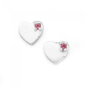 Silver-Childs-Pink-Crystal-Heart-Studs on sale